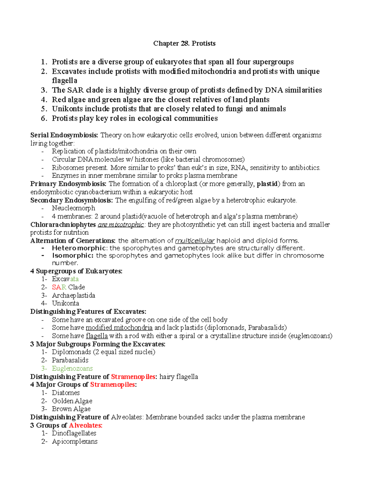 Questions Ch 28 - A Chapter From The Textbook Used In Biology 225 In ...