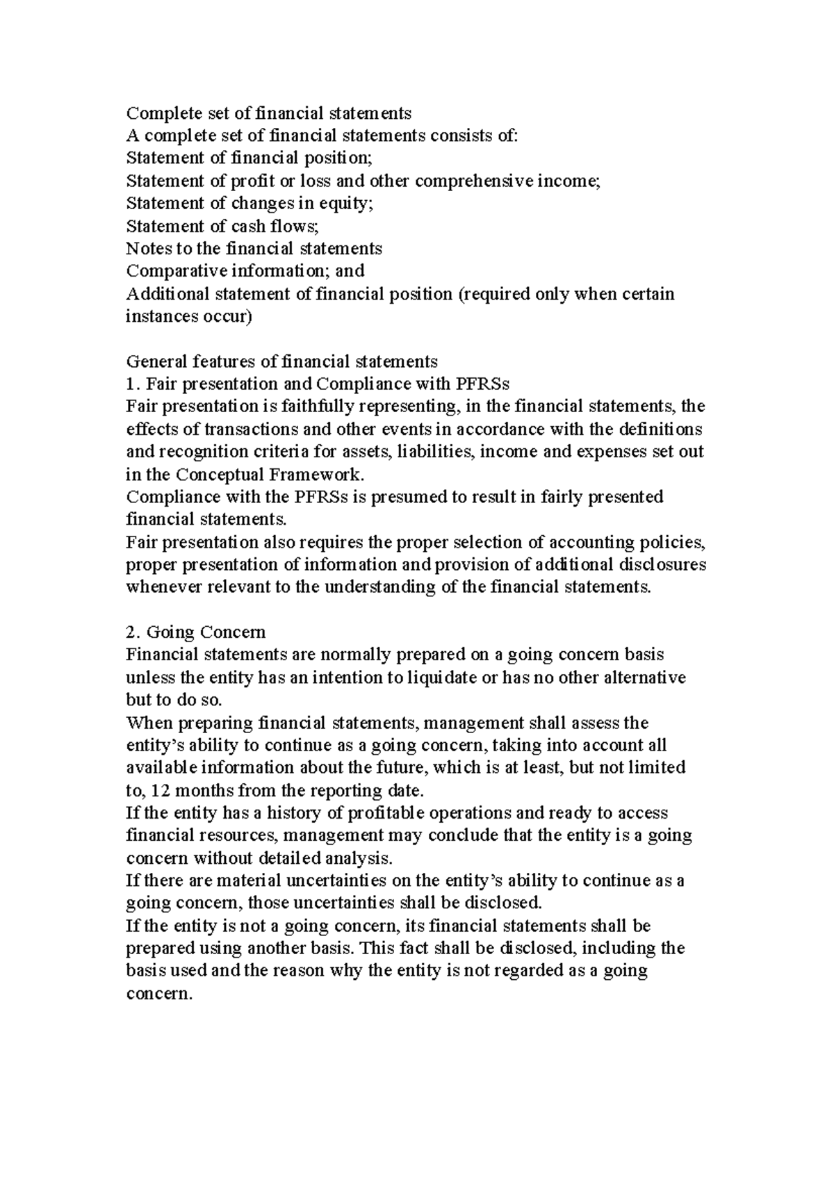 Financial statement 2 Lecture notes 1 Complete set of financial