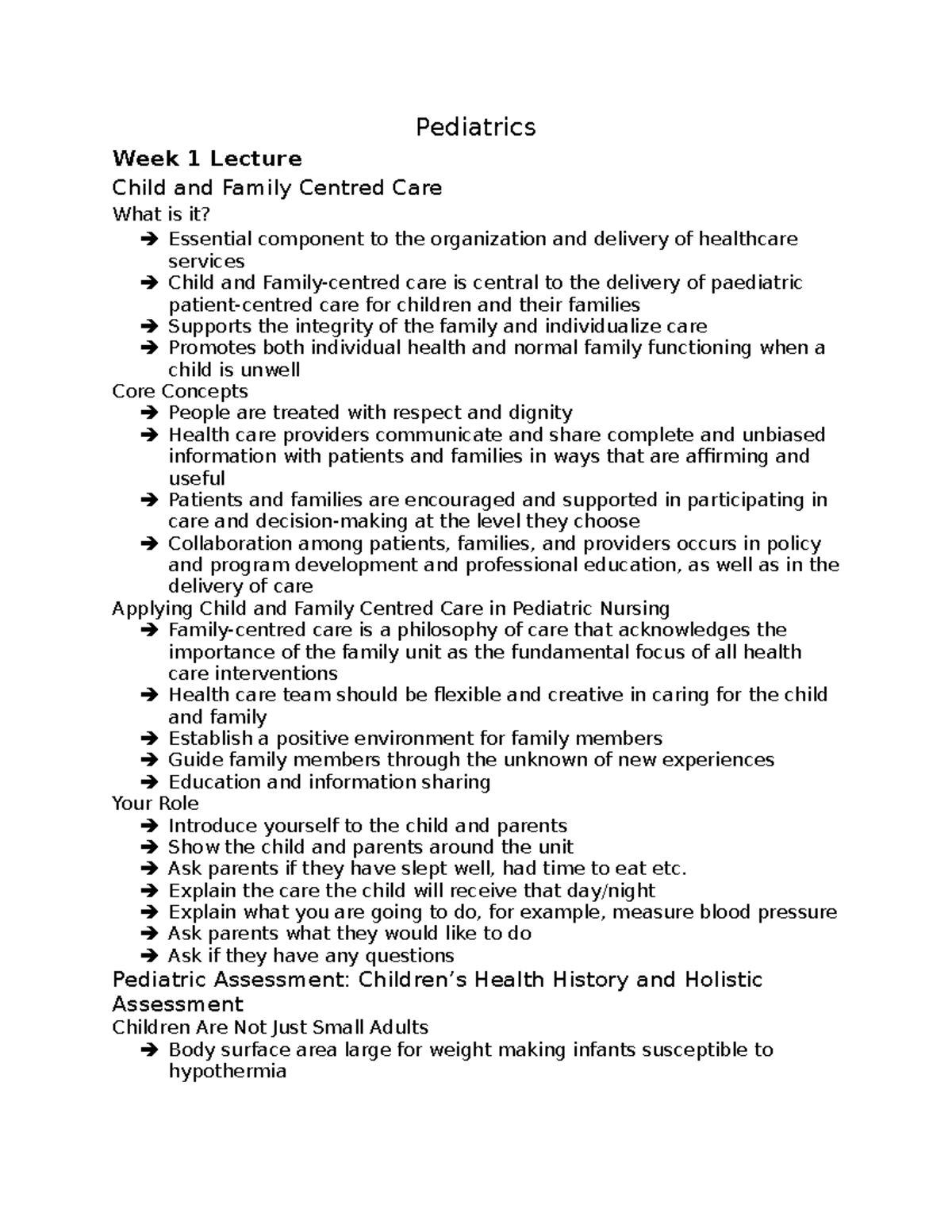 Pediatrics - All lecture notes for pediatric portion - Pediatrics Week ...