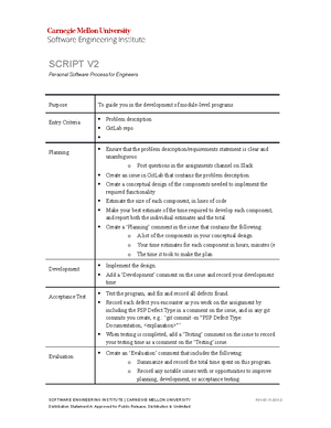 PSP Script version 2 - SCRIPT V Personal Software Process for Engineers ...