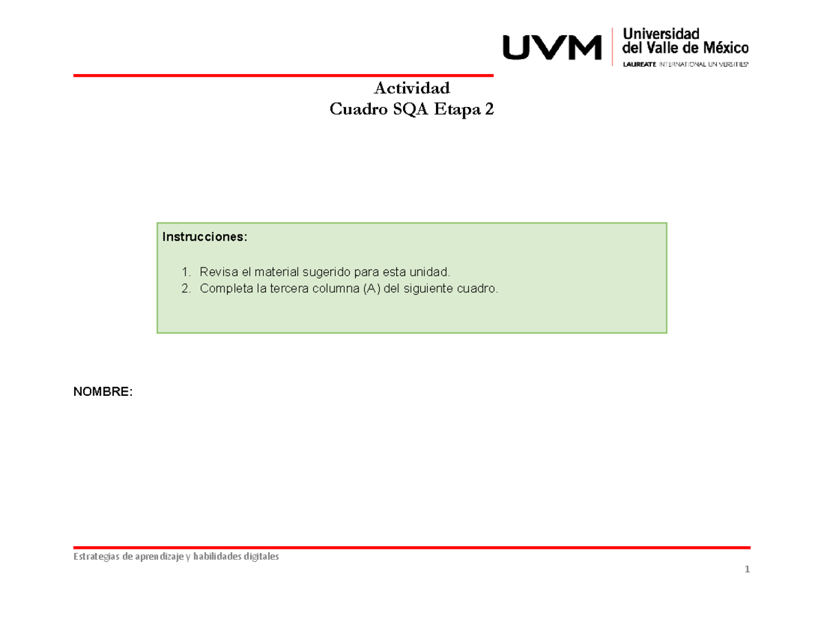 Actividad Cuadro SQA Etapa 2 - Actividad Cuadro SQA Etapa 2 ...