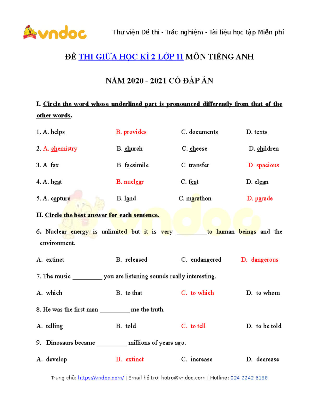 Bo de thi giua hoc ky 2 mon tieng anh lop 11 co dap an - ĐỀ THI GIỮA ...