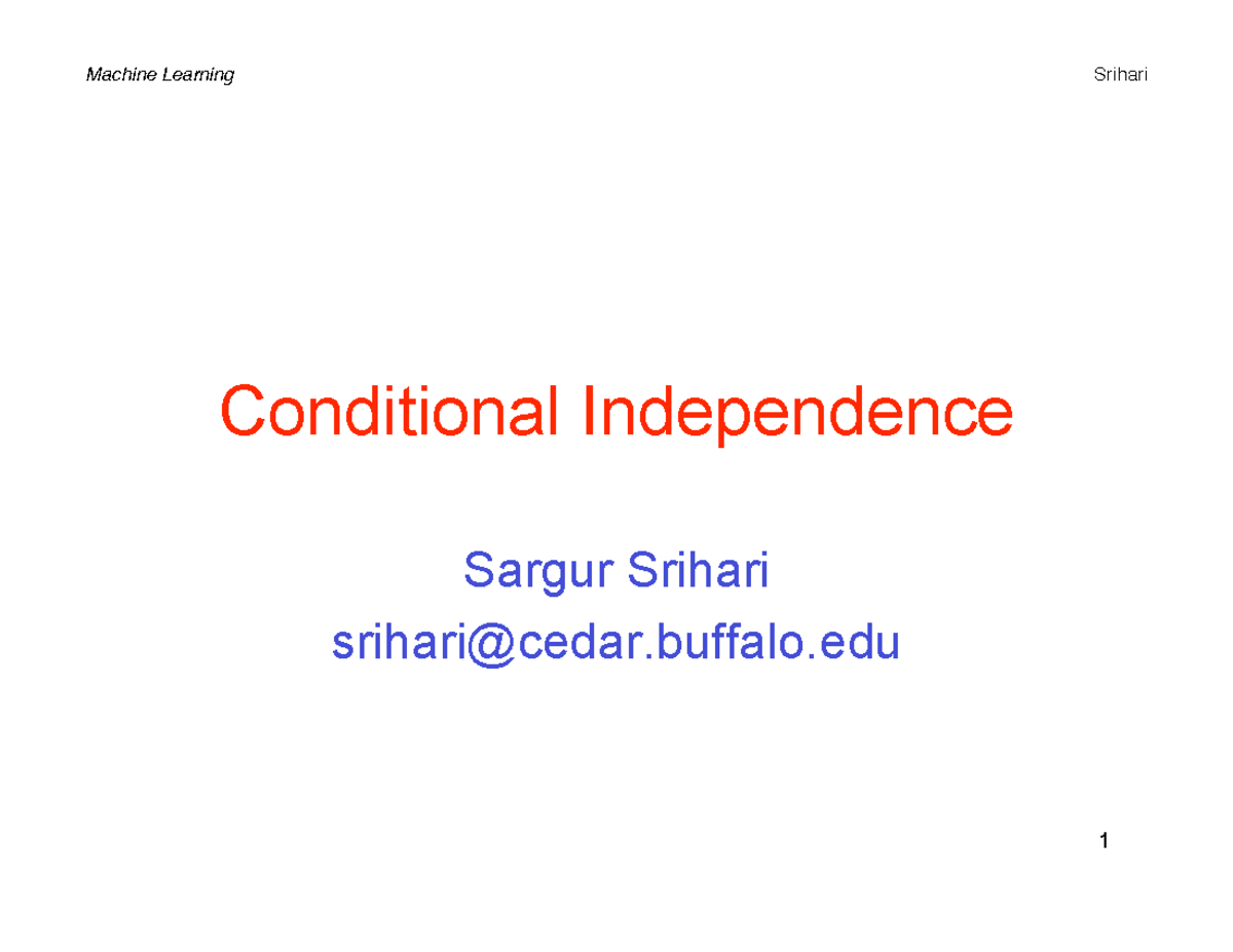 Cnditional Independence In Probability Distributuin Machine Learning ...