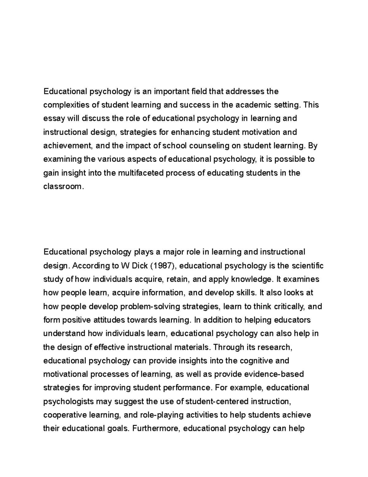 Educational Psychology Learning And Instructional Design, Student ...