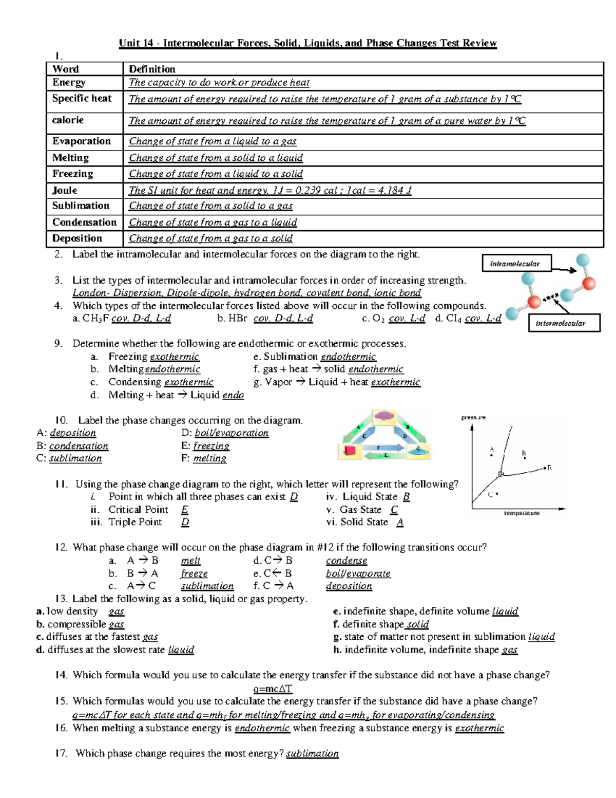 Unit+14+Test+Review+key - A C B E D F Unit 14 - Intermolecular Forces ...