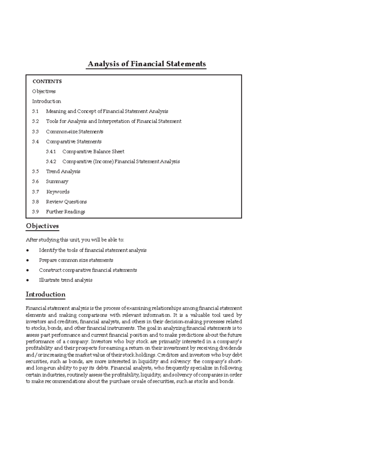 Analysis of financial statement - Unit 3: Analysis of Financial ...