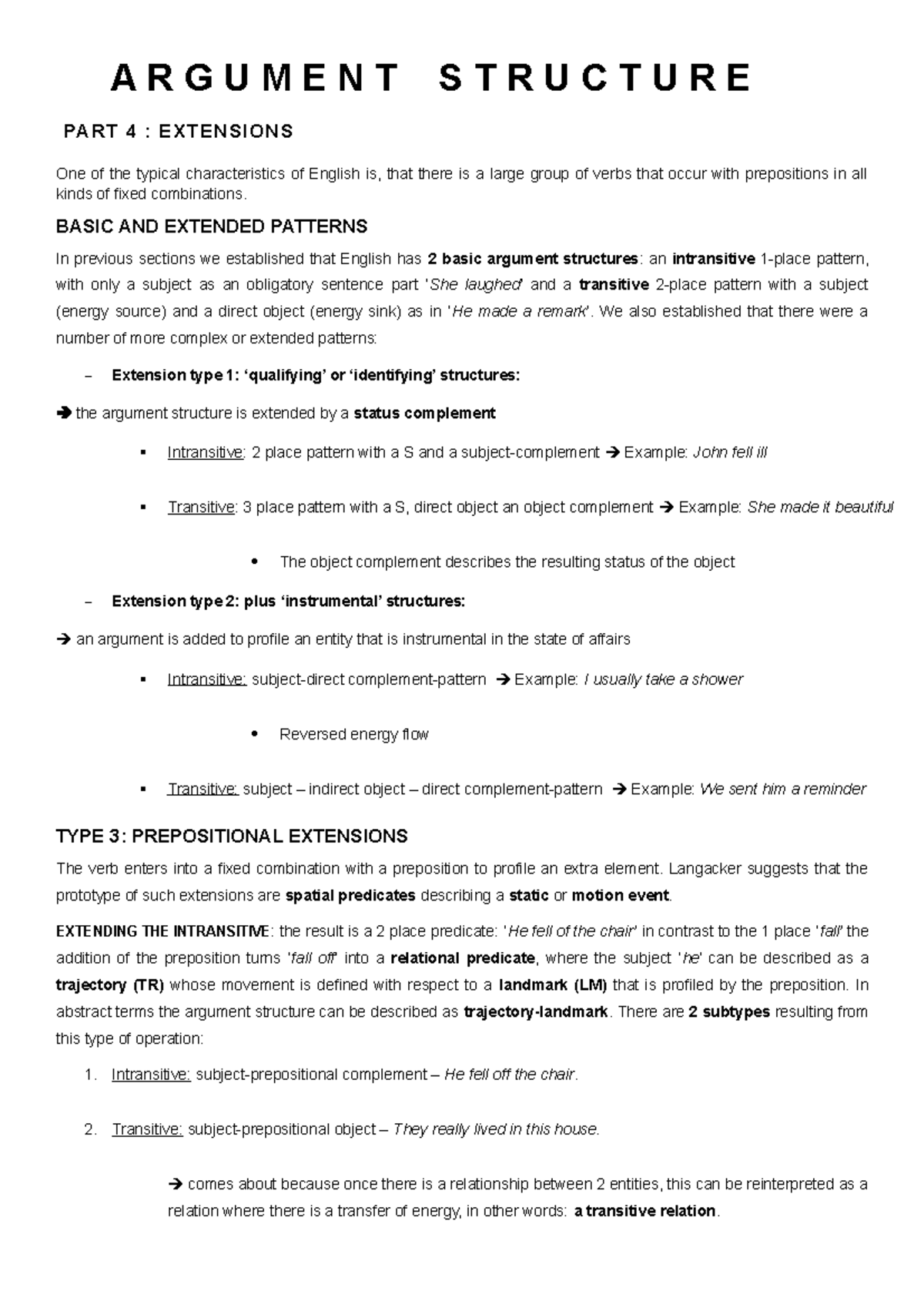 Argument structure - part 4 - A R G U M E N T S T R U C T U R E PART 4 ...
