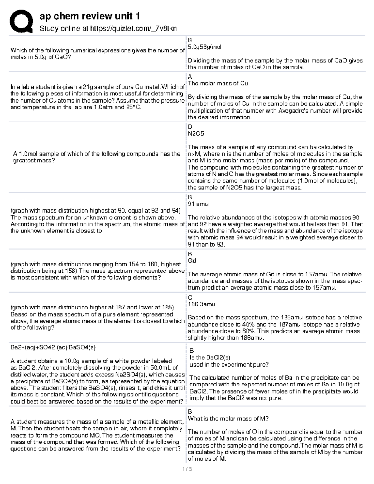 Unit #1 Progress Check - ap chem review unit 1 Study online at quizlet