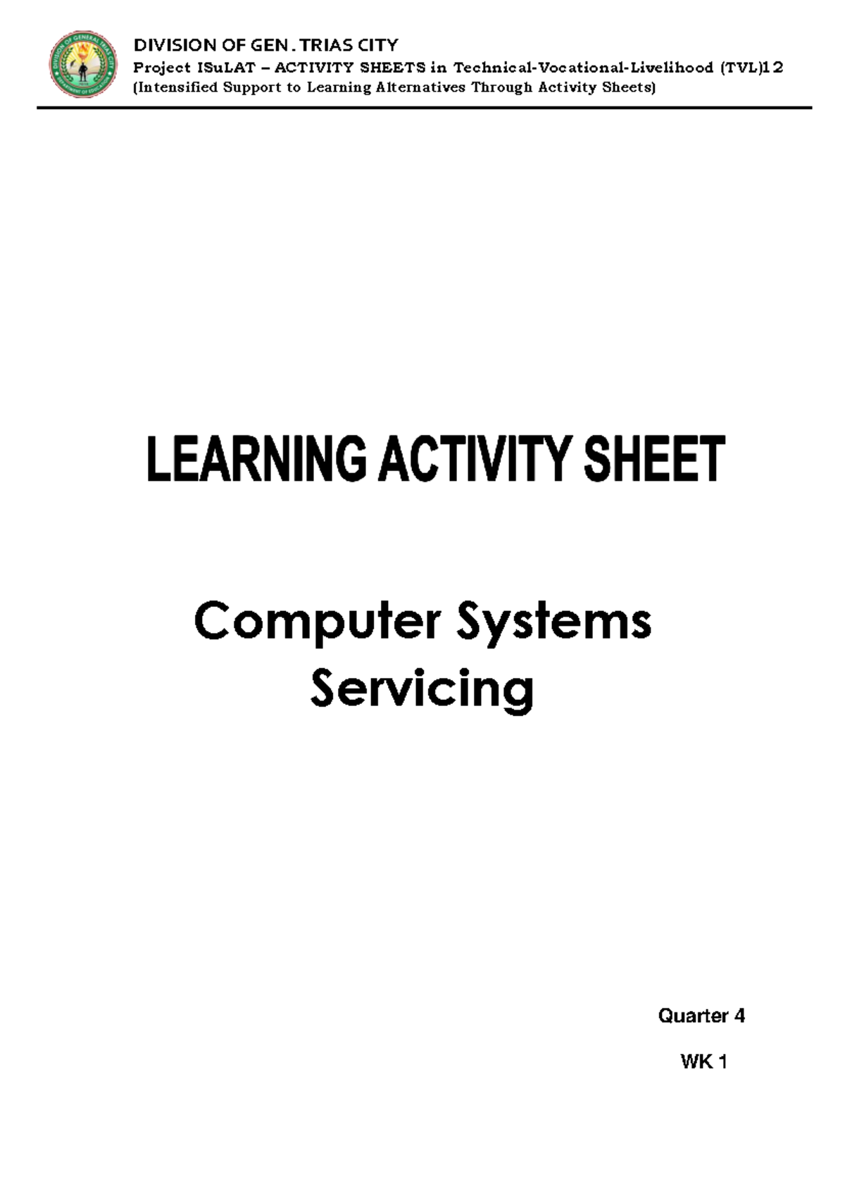 css competency 1 to 4 - Computer Systems Servicing Quarter 4 WK 1 ...