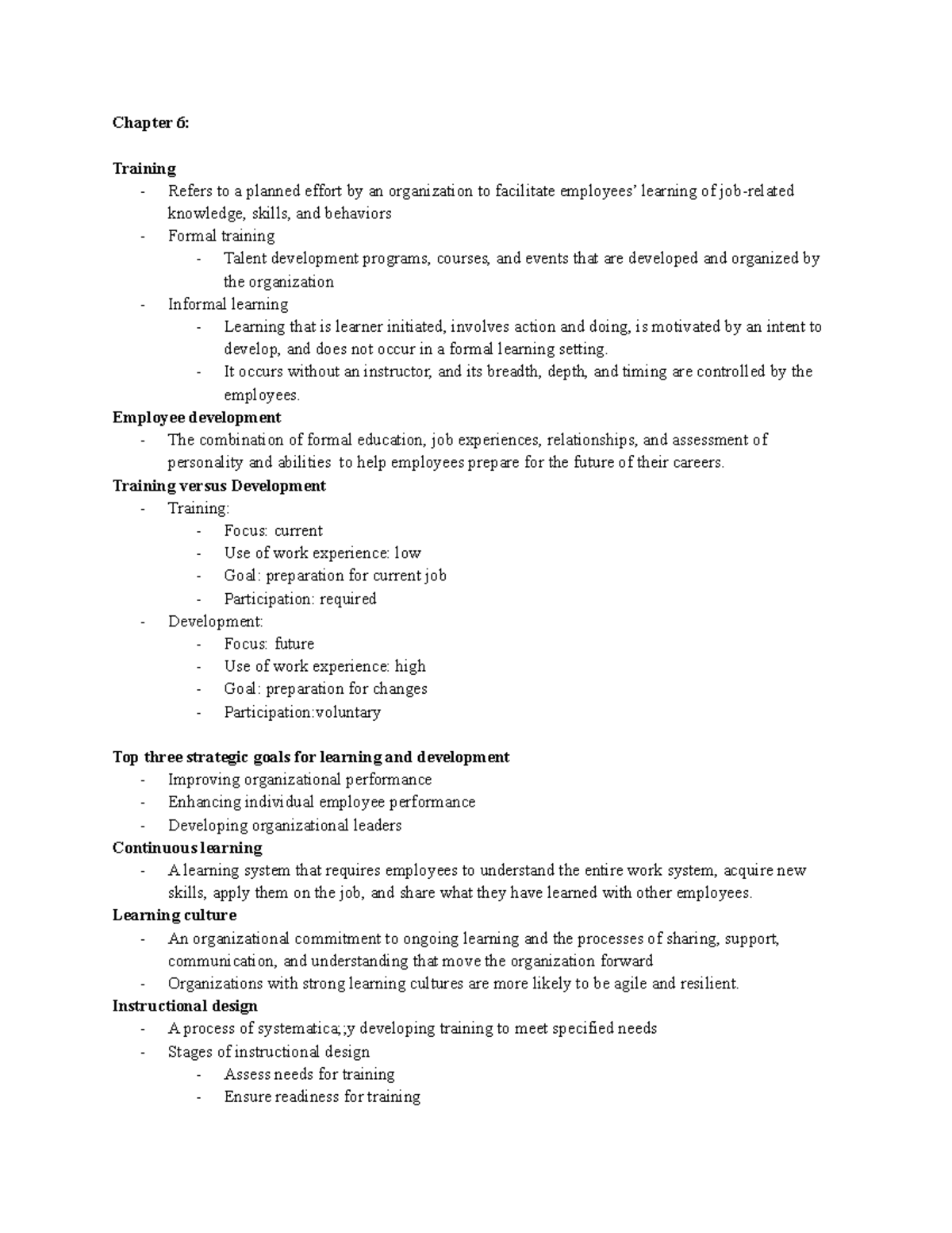 203 review - Chapter 6: Training - Refers to a planned effort by an ...