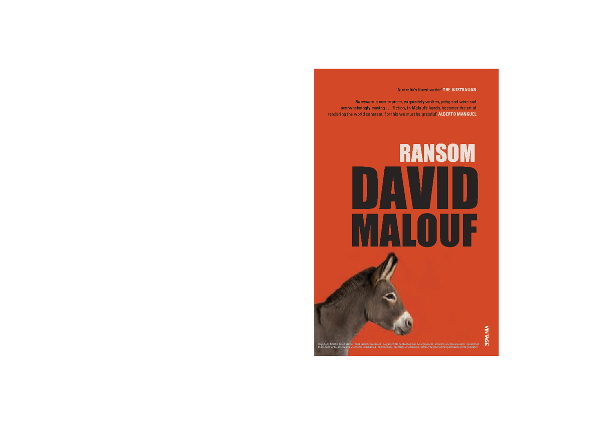 Ransom notes english - DAVID MALOUF RANSOM DAVID MALOUF ‘Australia’s ...