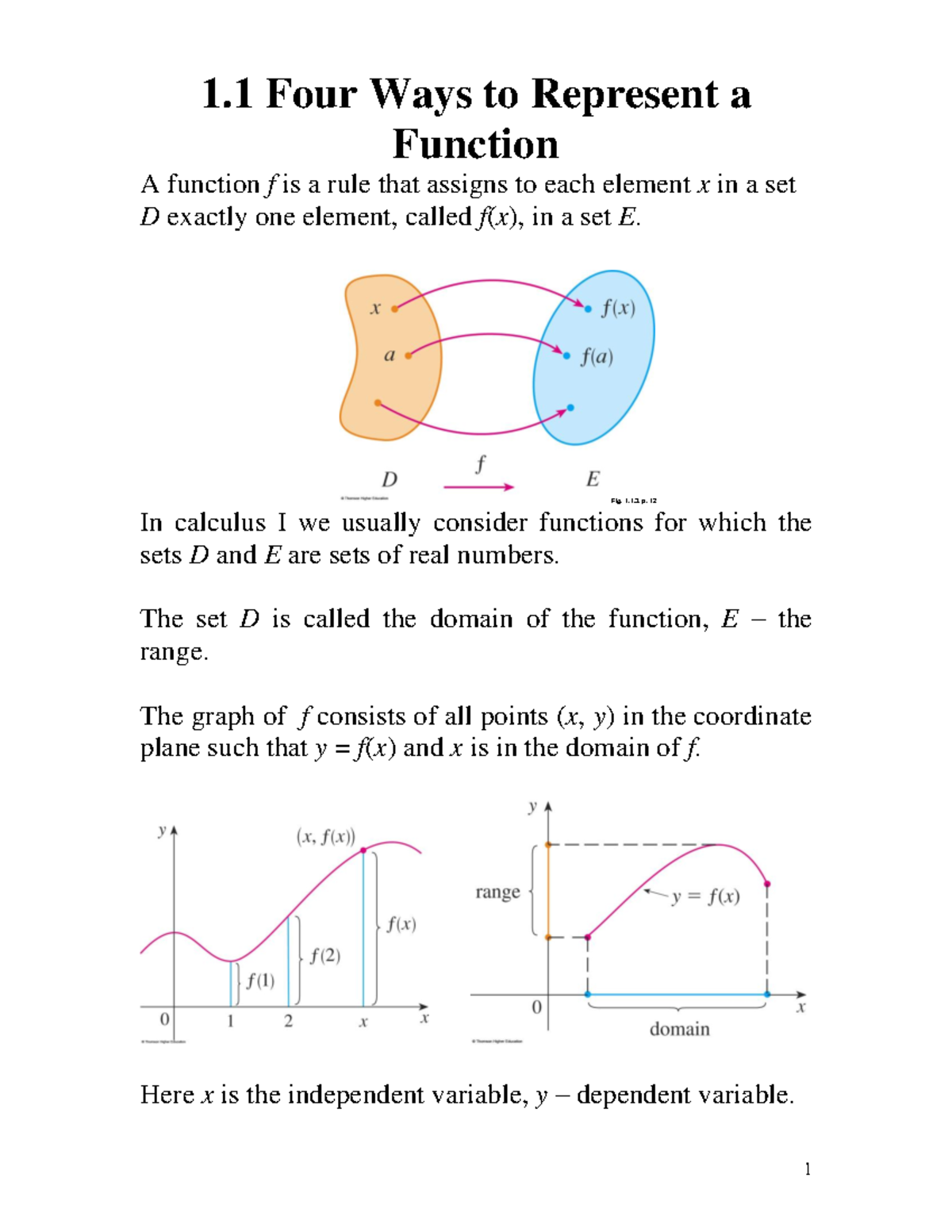 1 - Lecture Notes for Math 150 for 2022. - 1 Four Ways to Represent a ...