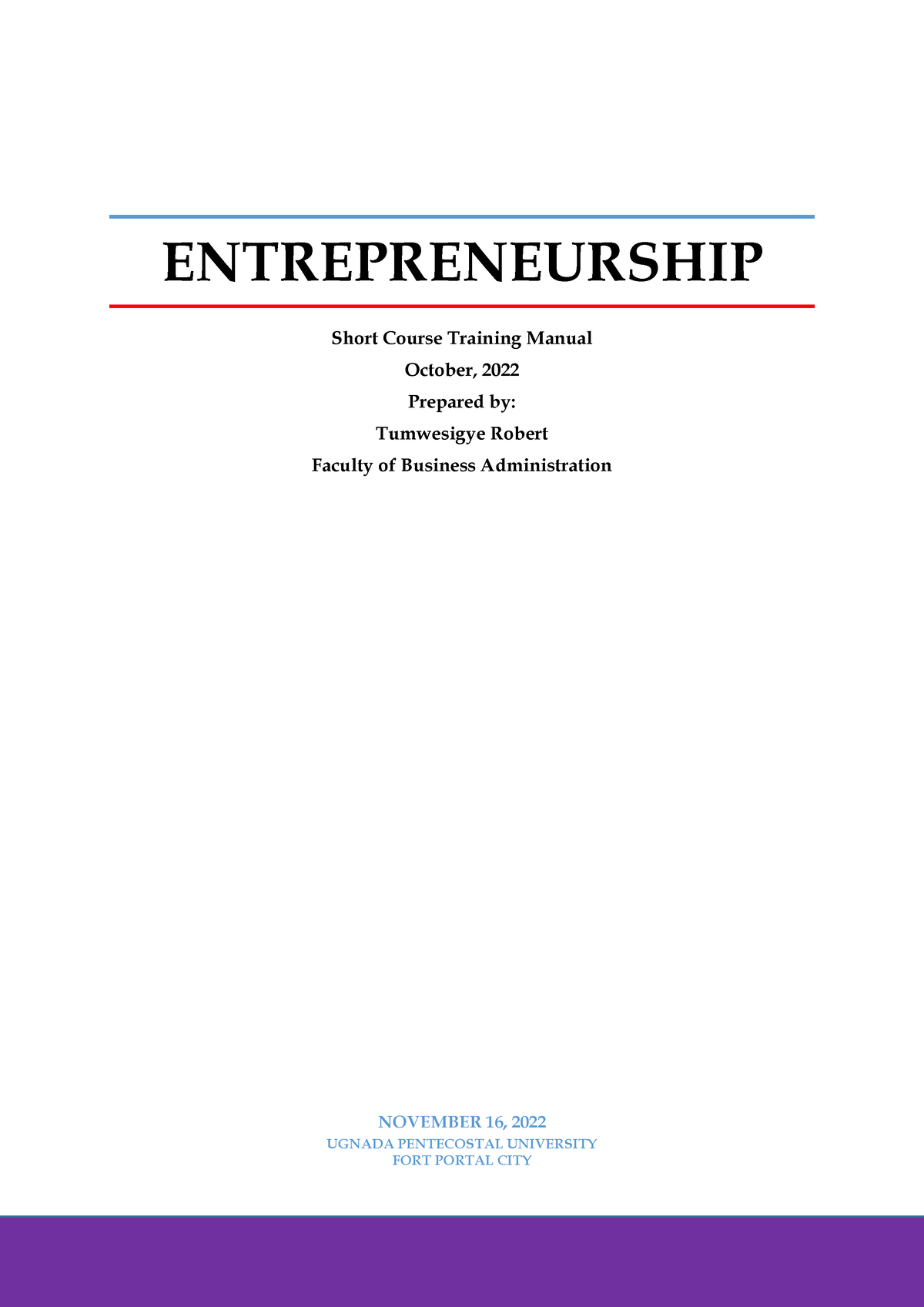 Entreprenuership-manual - Entrepreneurship Manuals Page Of 64 