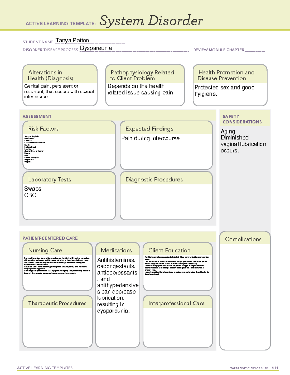 Painful sex exemplar - ACTIVE LEARNING TEMPLATES THERAPEUTIC PROCEDURE ...