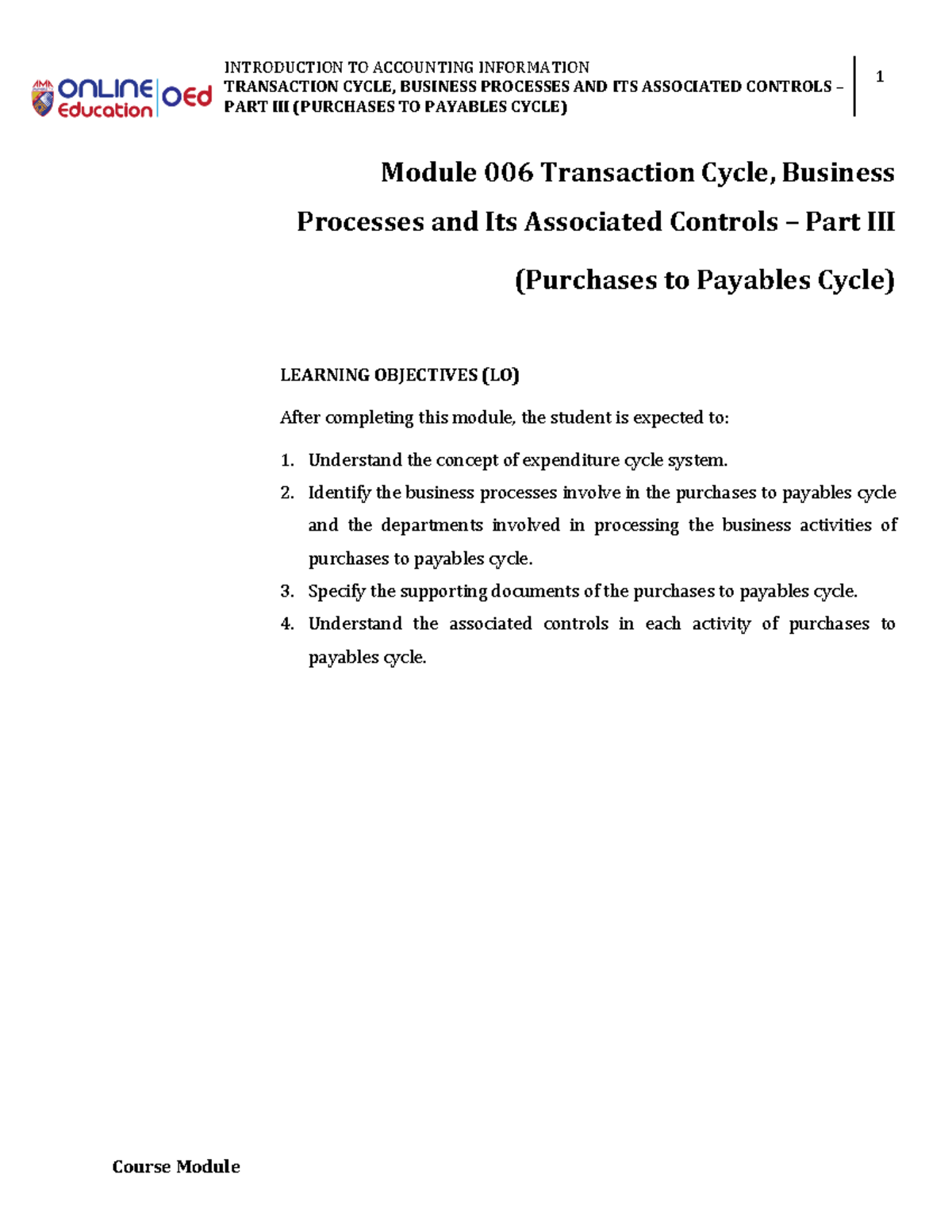 W7 Lesson 6 Transaction Cycle, Business Processes and Its Associated ...