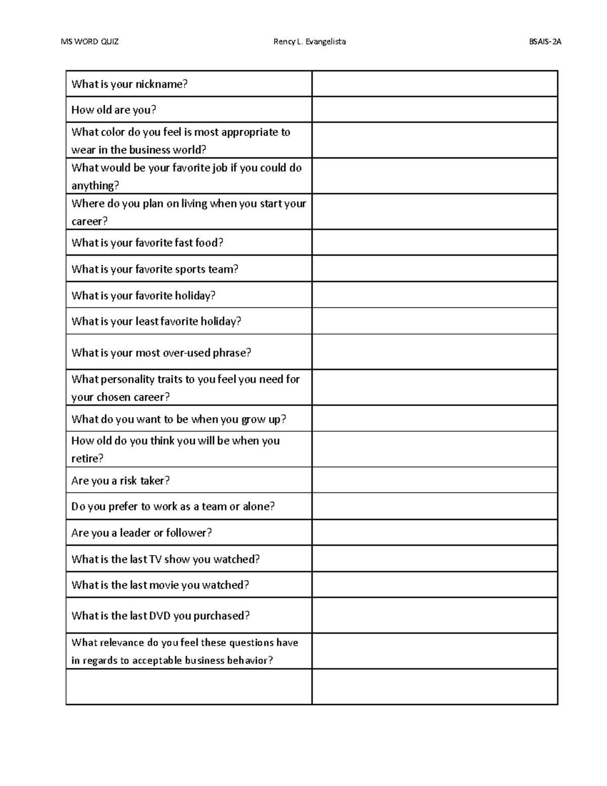 20 question copy 1 - For reviewer - MS WORD QUIZ Rency L. Evangelista ...