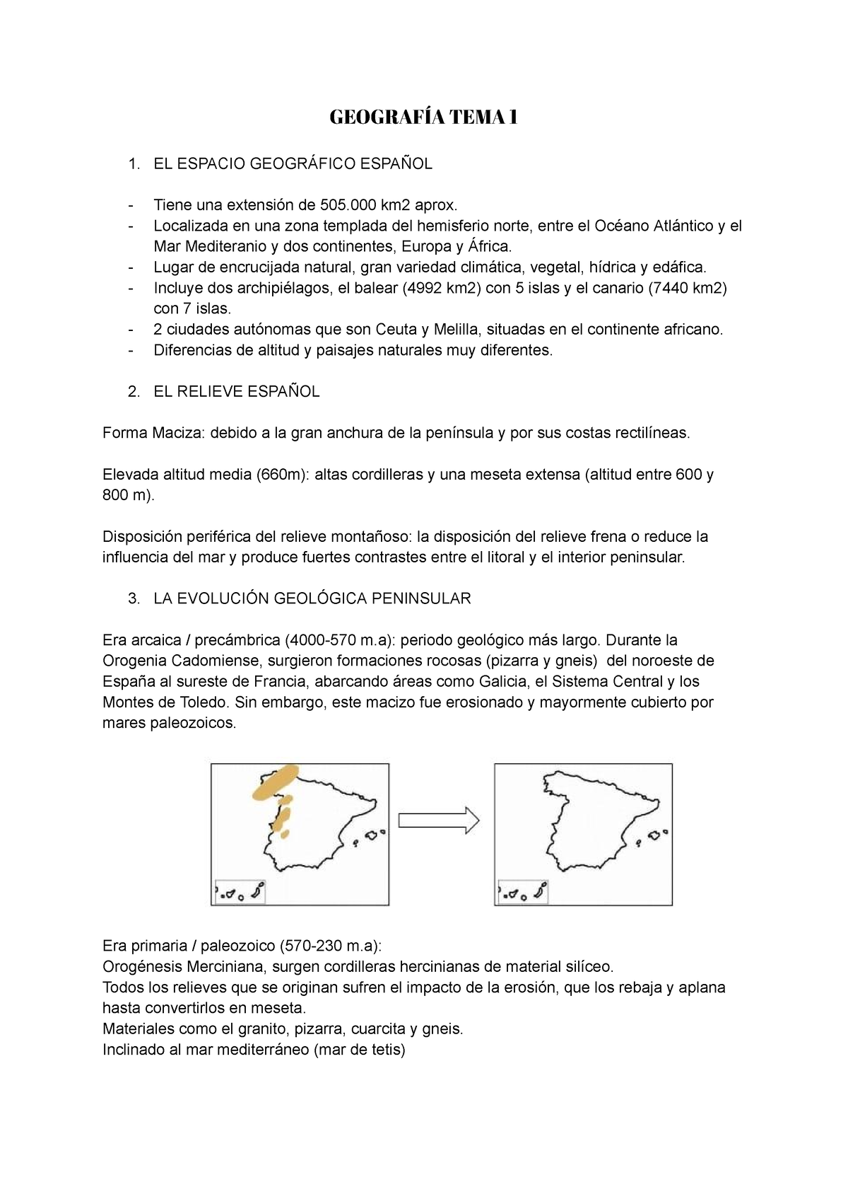 Geografía TEMA 1 MI Resumen - GEOGRAFÍA TEMA 1 1. EL ESPACIO GEOGRÁFICO ...