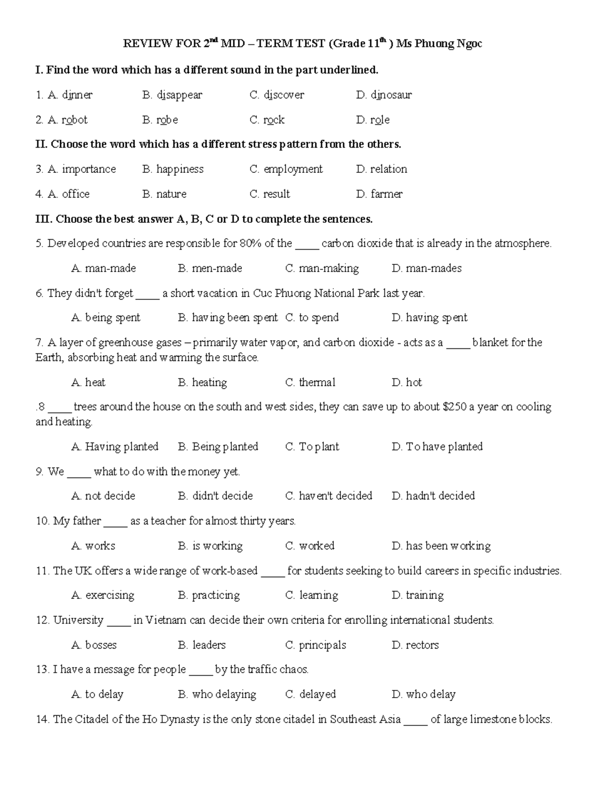 DE cuong anh 11 GK 2 - hocicifhixihd - REVIEW FOR 2nd MID – TERM TEST ...