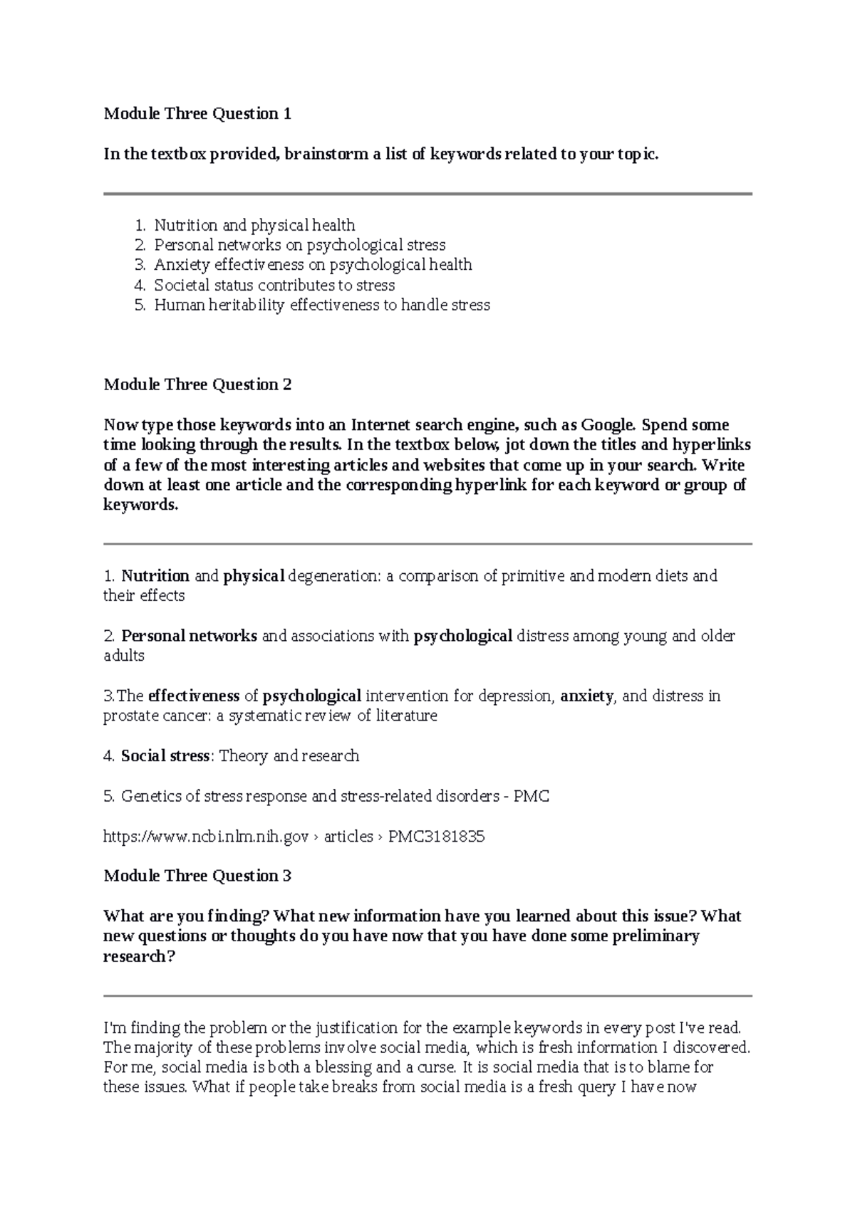 Shawn Means SCS 200 Applied Social Sciences (3) Module Three Question