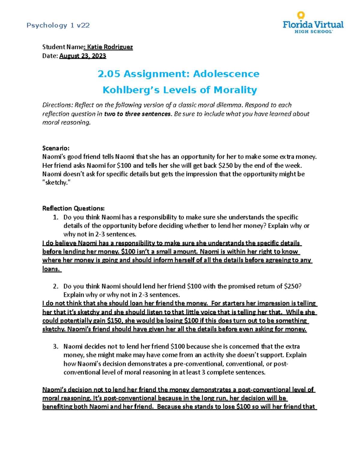 higher psychology assignment template