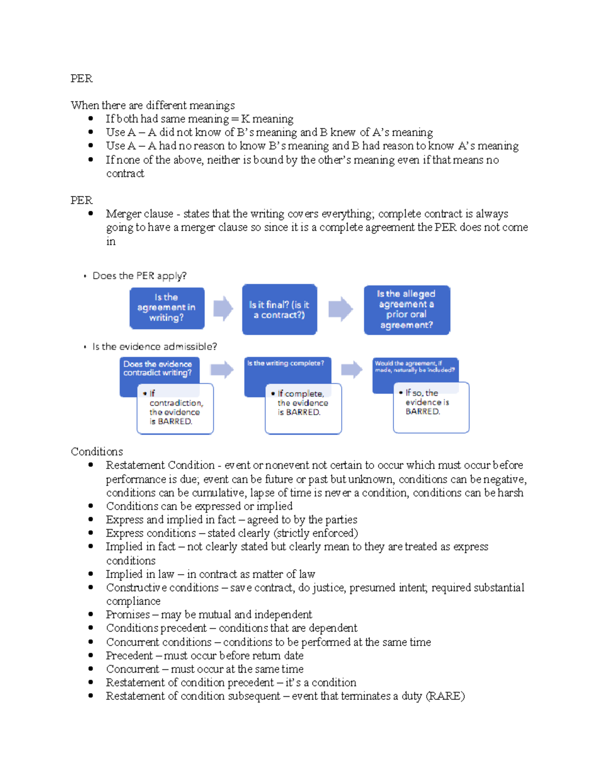 Throwdown rules for Contracts PER When there are different meanings