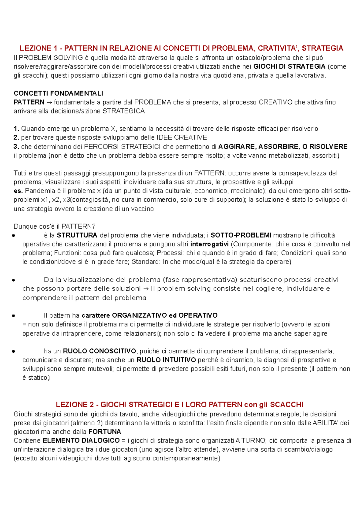 Pattern DI Problem Solving - 3CFU - pattern strategici di problem ...