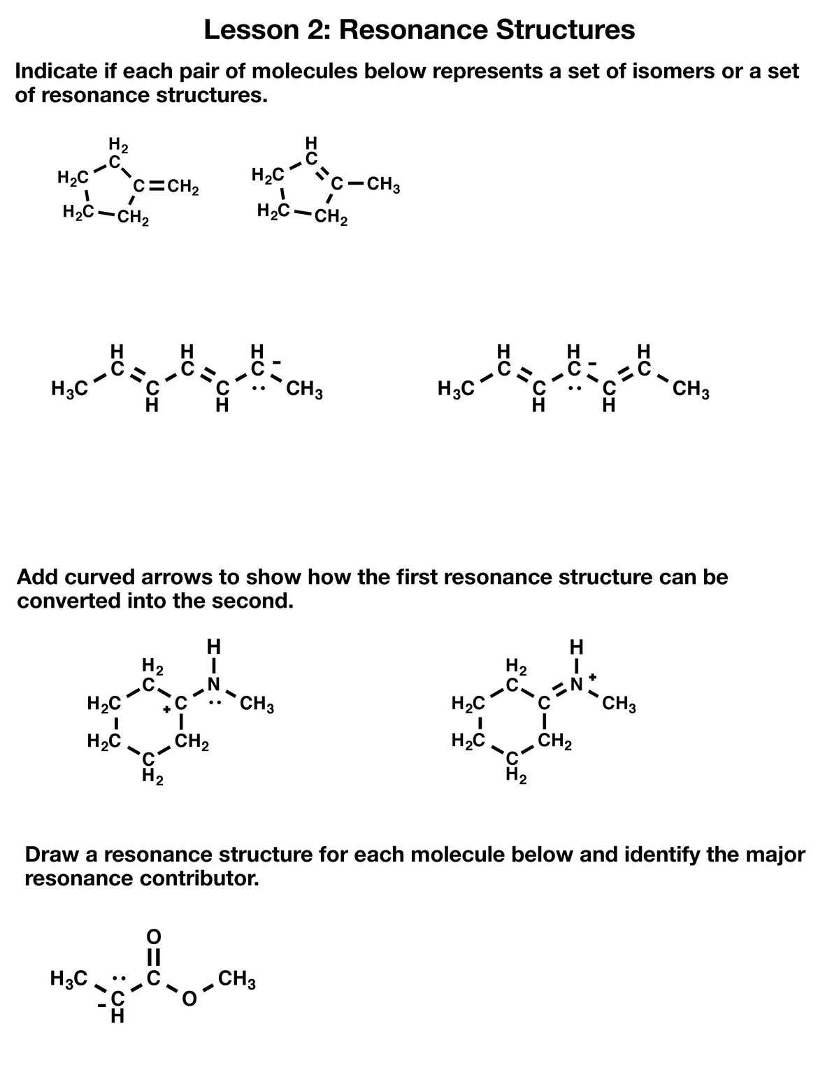 2 Resonance Structures Worksheet - Lesson 2: Resonance Structures ...