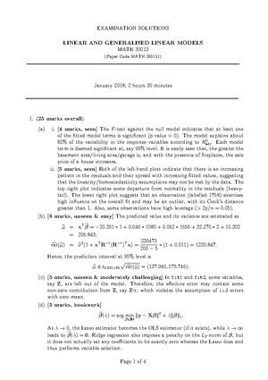 Linear and Generalised Linear Models Exam Feedback 2020 - MATH30013 ...