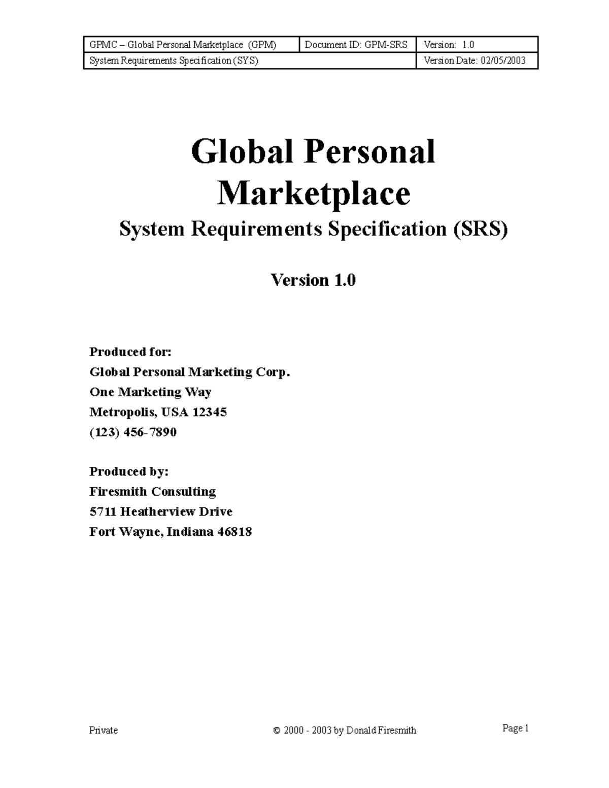 System Requirements Specification Example - System Requirements ...