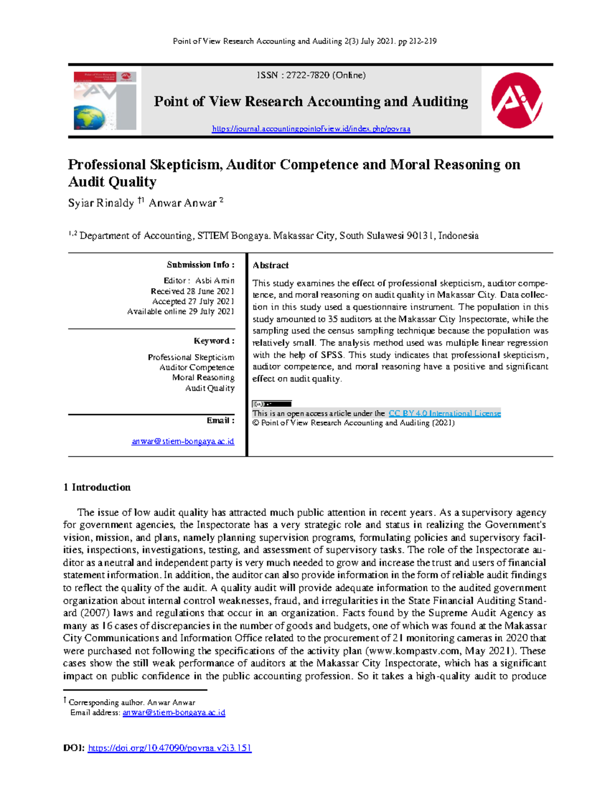 7 this is very interesting Point of View Research Accounting and