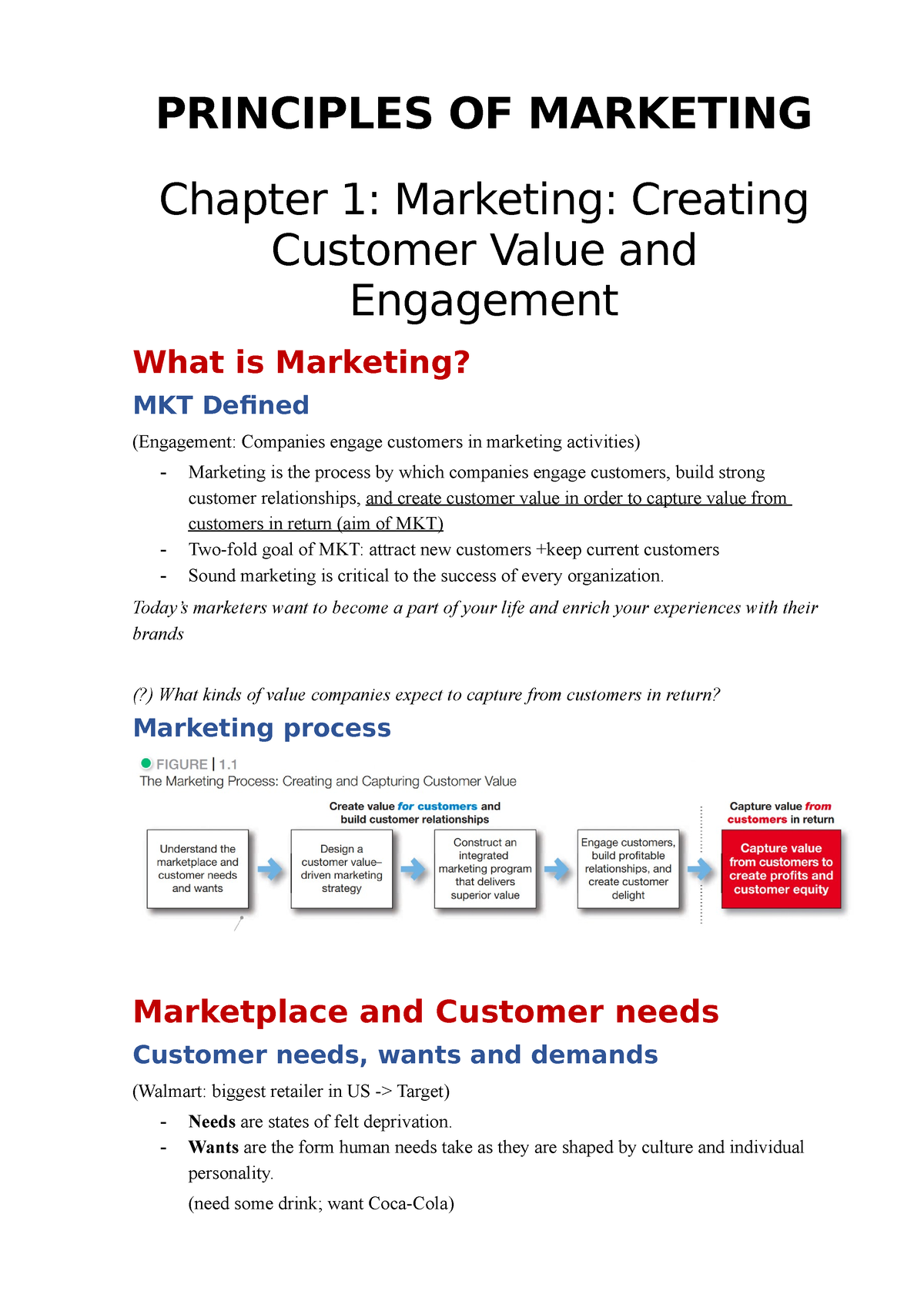 Principles OF Marketing - PRINCIPLES OF MARKETING Chapter 1: Marketing ...