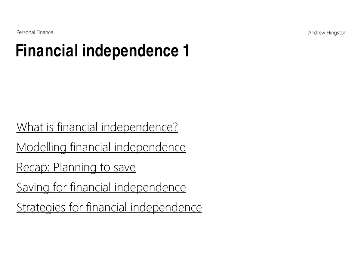 PF12 Financial Independence 1 - Personal Finance Financial Independence ...