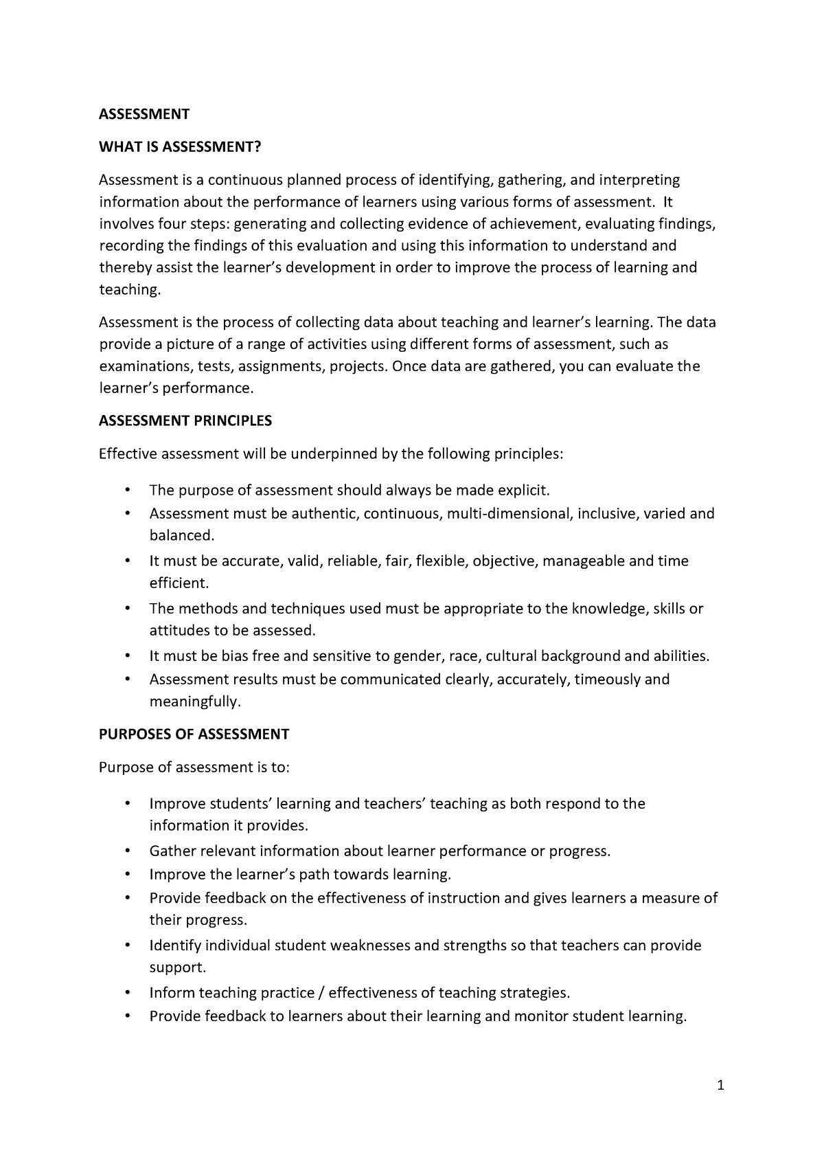 UNIT 5 Assessment - Lecture notes Unit 5 - 1 ASSESSMENT WHAT IS ...