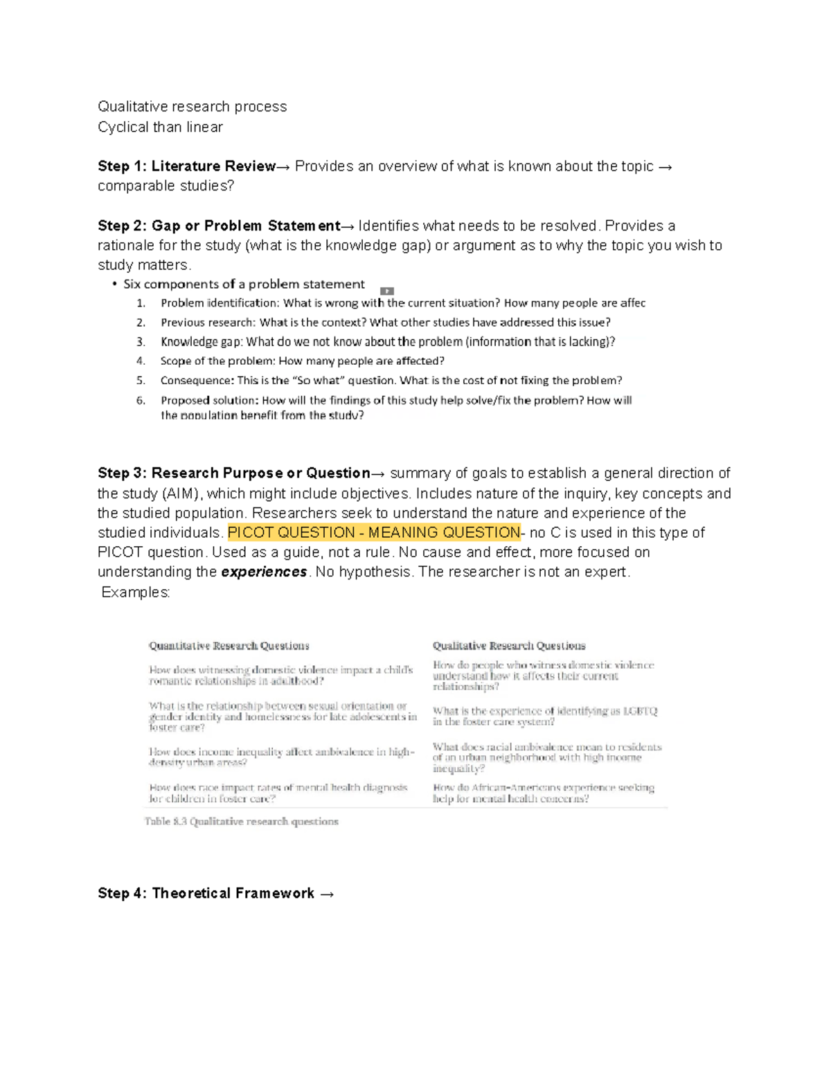 Research in nursing module 8 notes-Qualitative Research Process ...