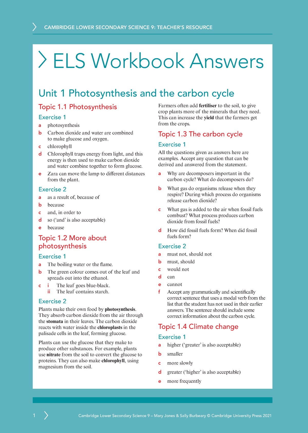 Lower Secondary Science 9 English Language Workbook Answers - ELS ...