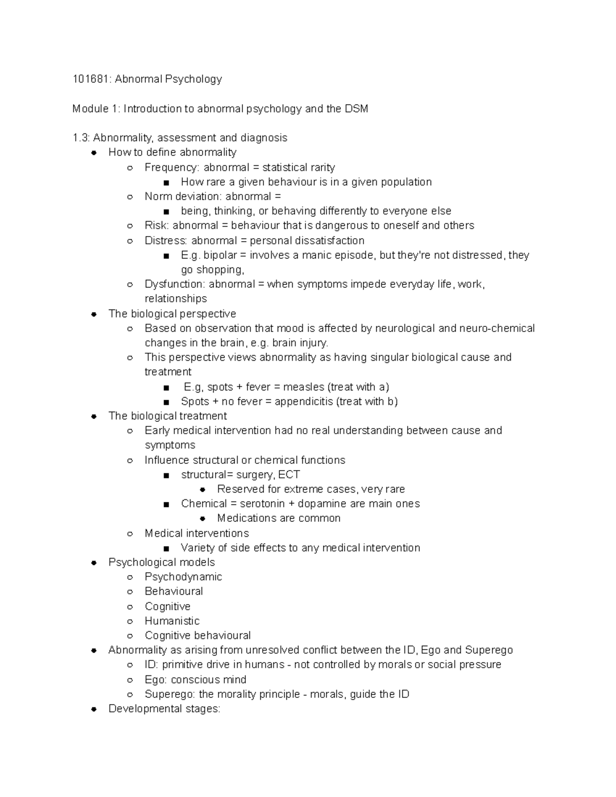 T1 Abnormal Psychology - 101681: Abnormal Psychology Module 1 ...