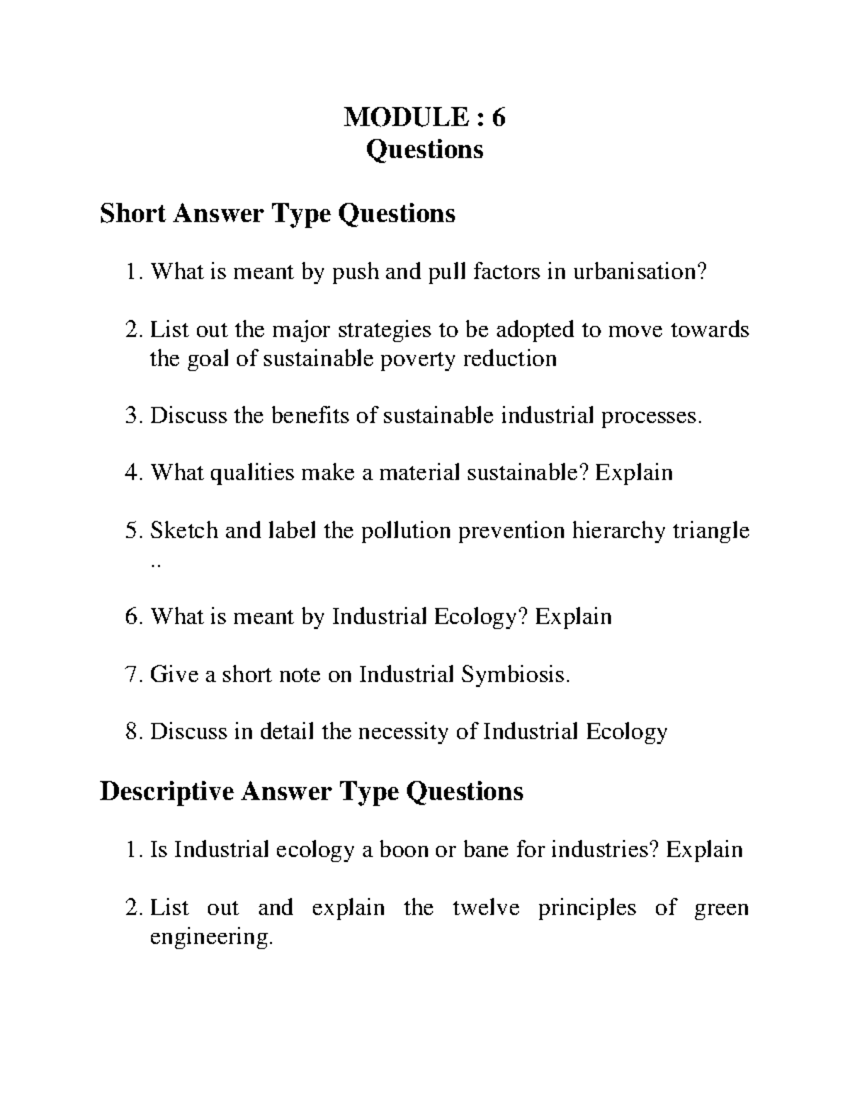 Sustainable Engineering Ktu Syllabus S3 2019 Question Paper