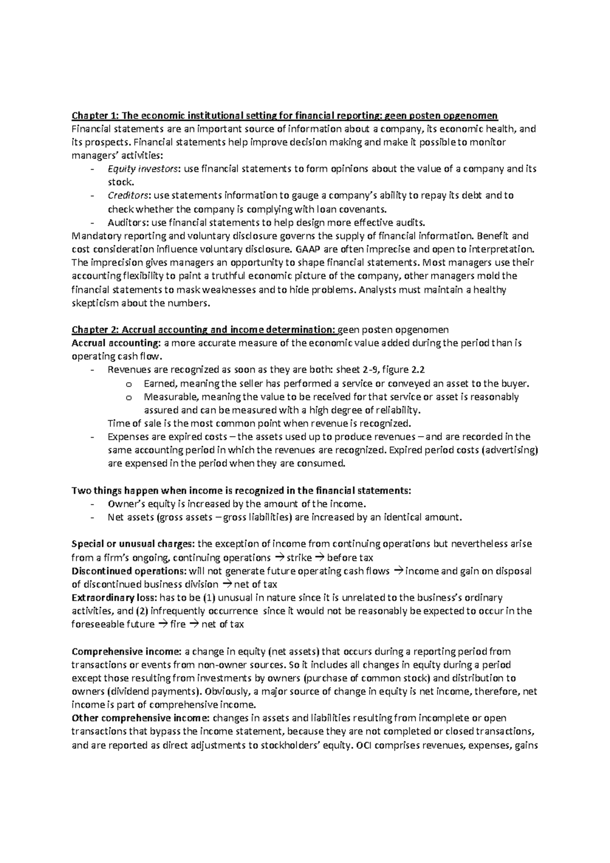 Summary Intermediate Financial Accounting: Chapter 1-16 - Chapter 1 