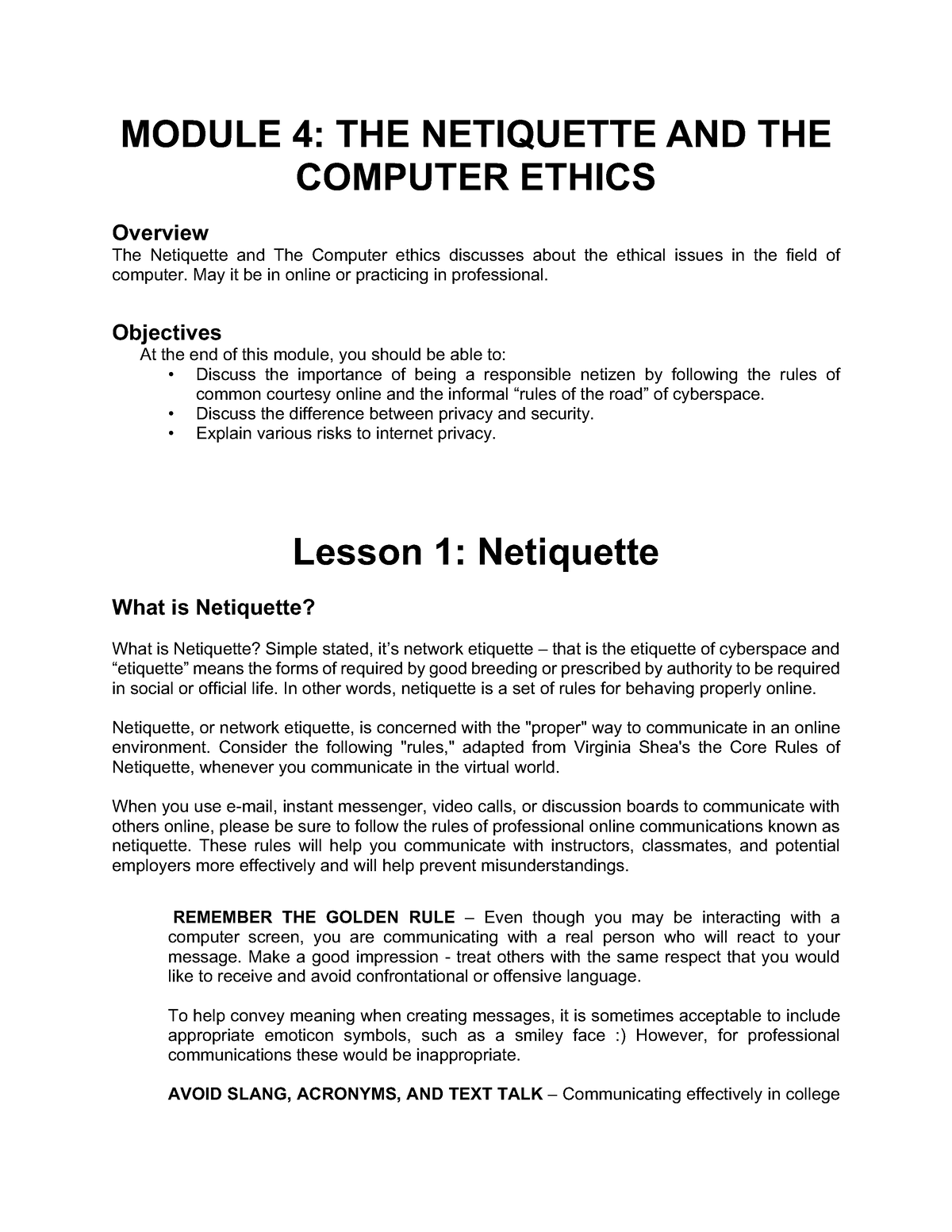 importance of netiquette essay