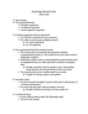 PSYC -220 Notes: Qualitative Research - Psychology Research Notes PSYC ...