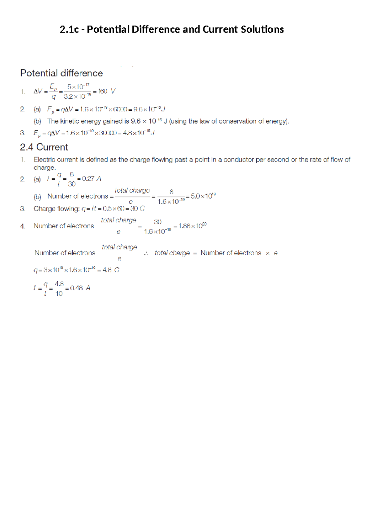 2.1c - Potential Difference and Current Solutions - 2 Potential ...