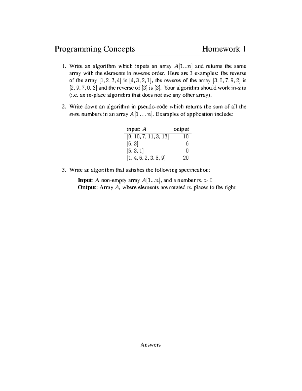 Homework 1 for practice - Programming Concepts Homework 1 Write an ...