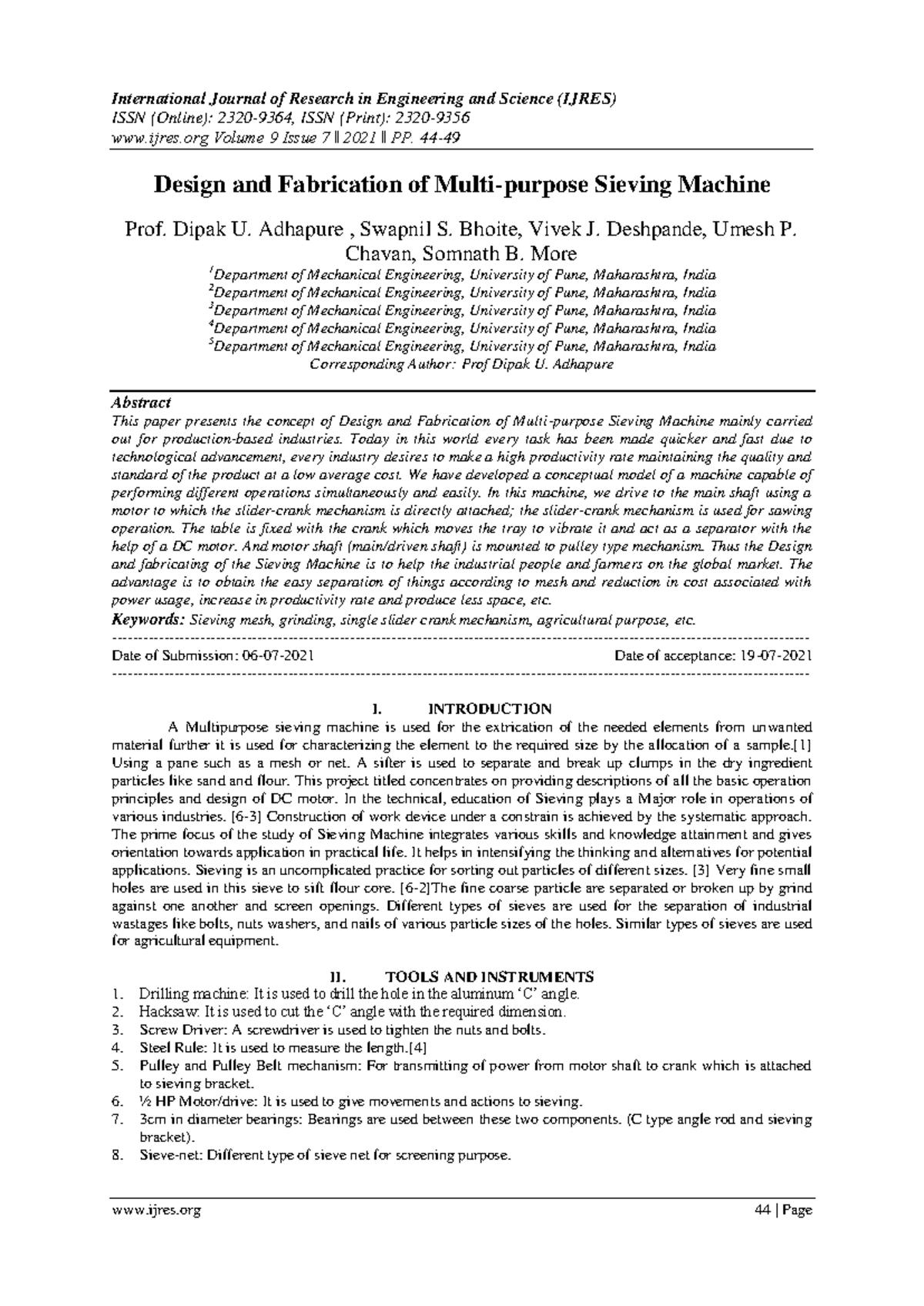 Sieve - International Journal of Research in Engineering and Science ...