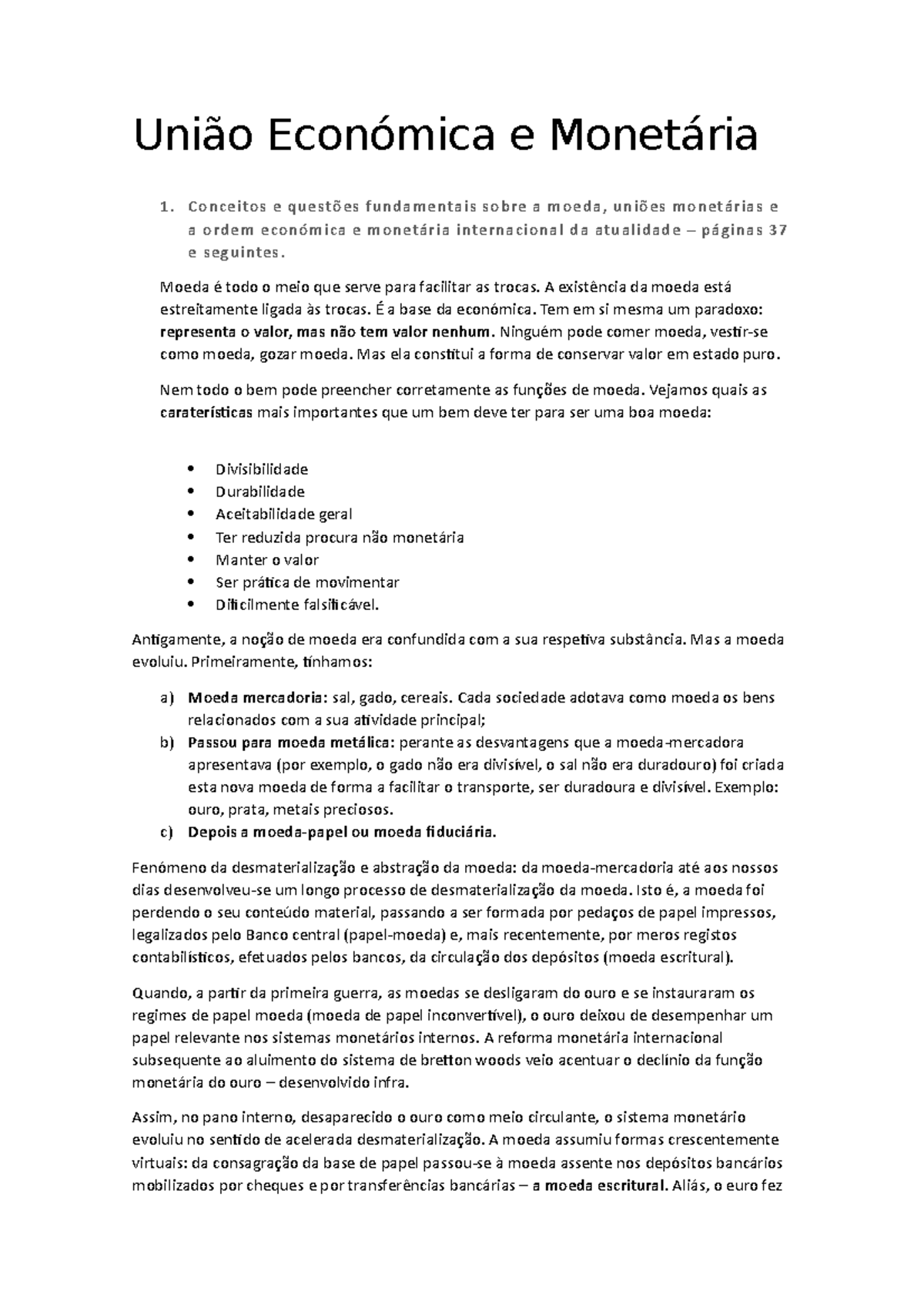União Econômica E Monetária Características - FDPLEARN