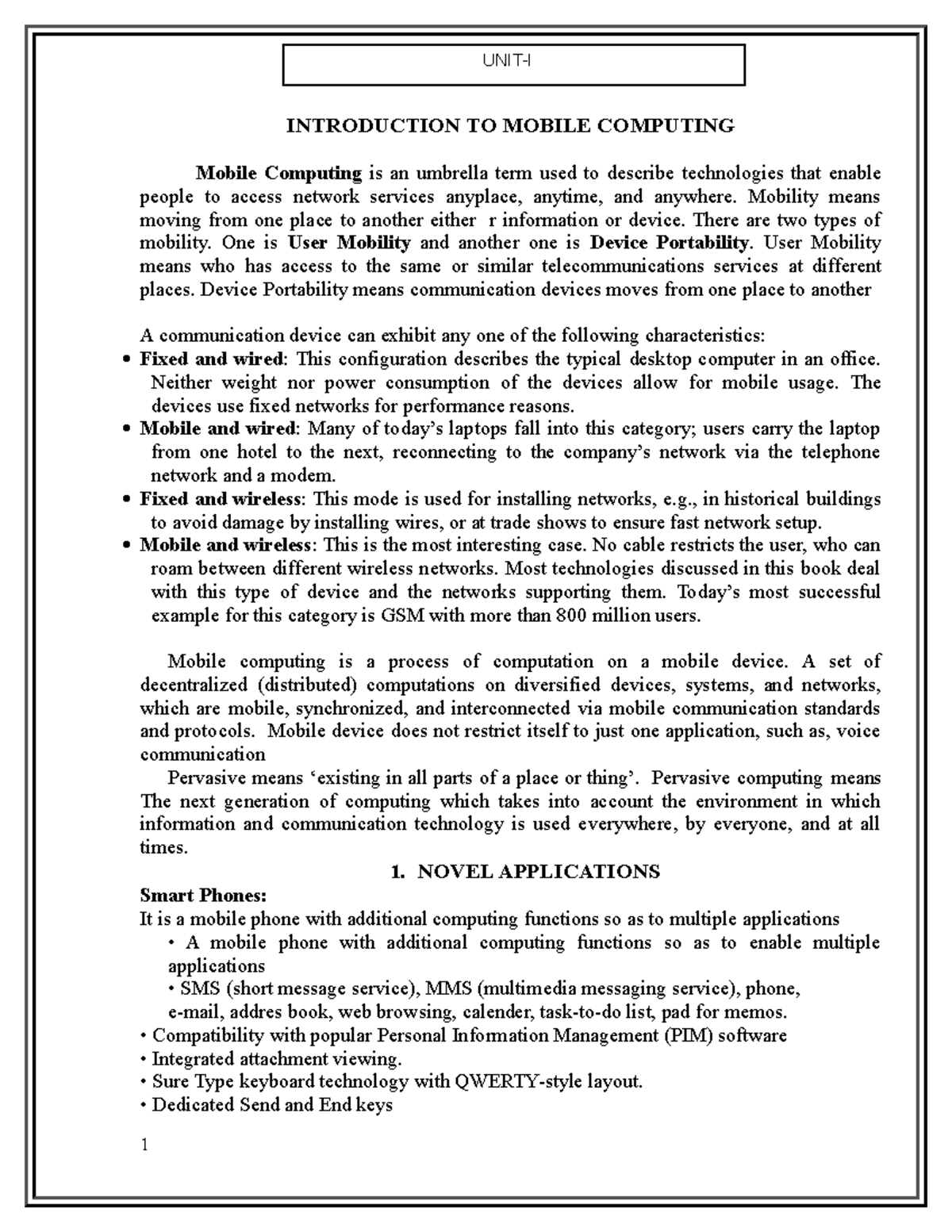 Mobile Computing - INTRODUCTION TO MOBILE COMPUTING Mobile Computing is ...
