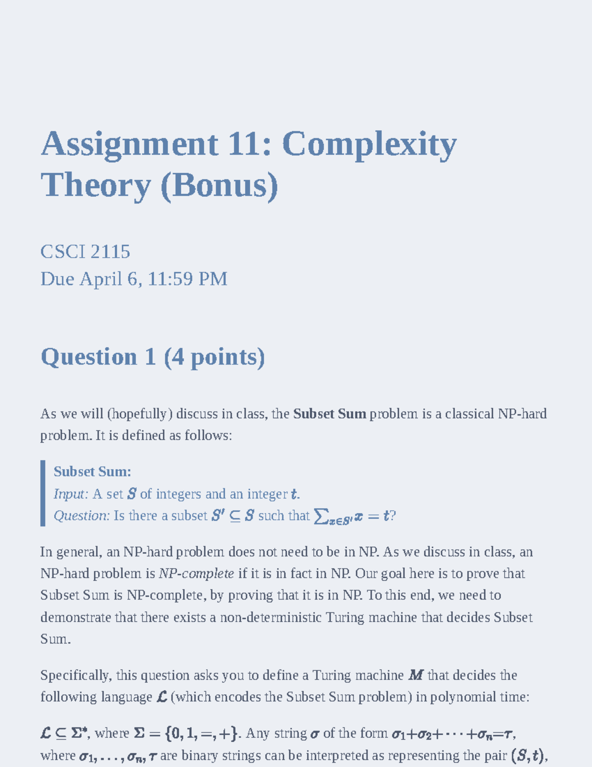 Complexity - bonus the 11th assigment of theory of computer science ...