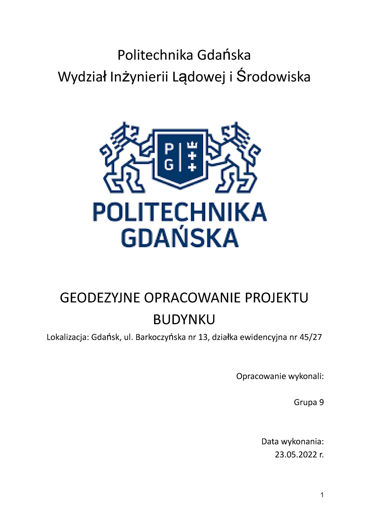 Politechnika Gdańska - Politechnika Gdańska Wydział Inżynierii Lądowej ...