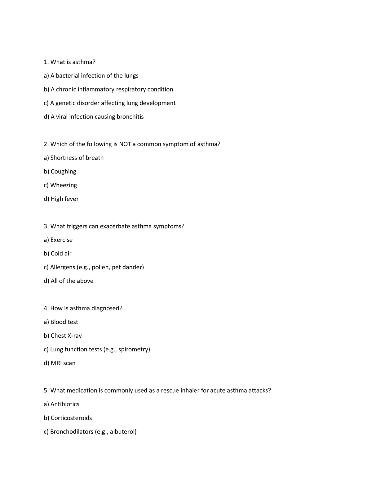 asthma case study mcq