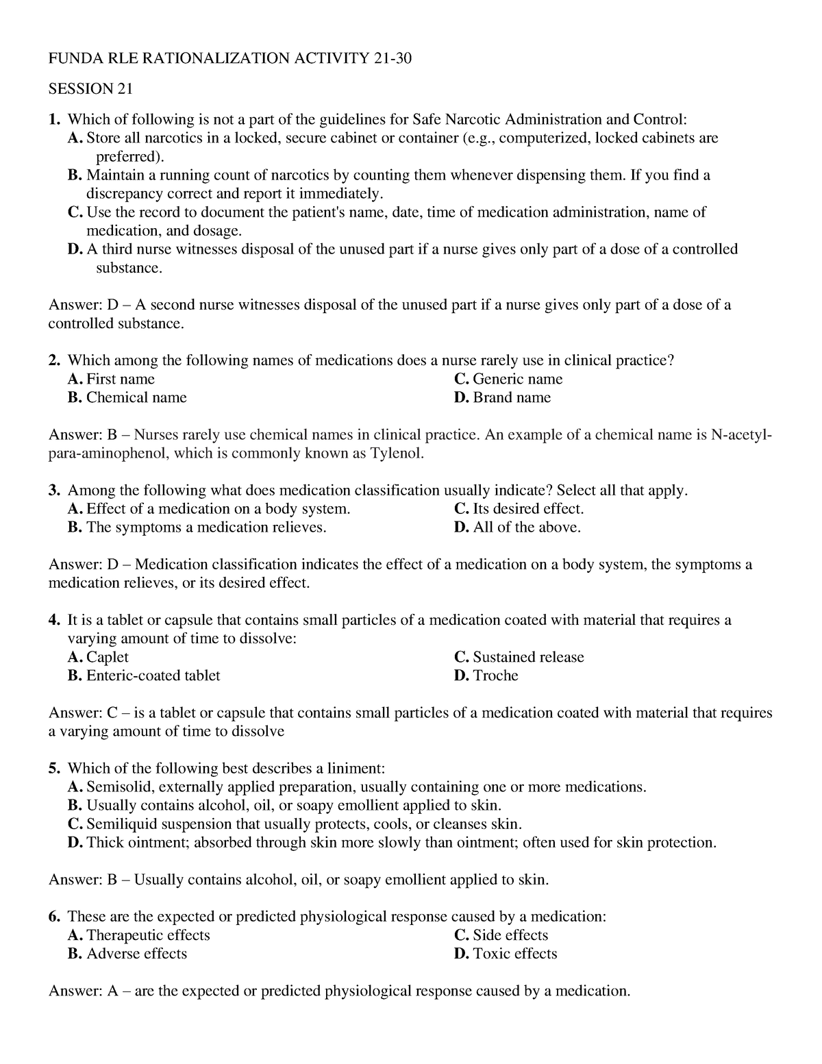 NUR 092 Funda RLE Session 21-30 - FUNDA RLE RATIONALIZATION ACTIVITY 21 ...