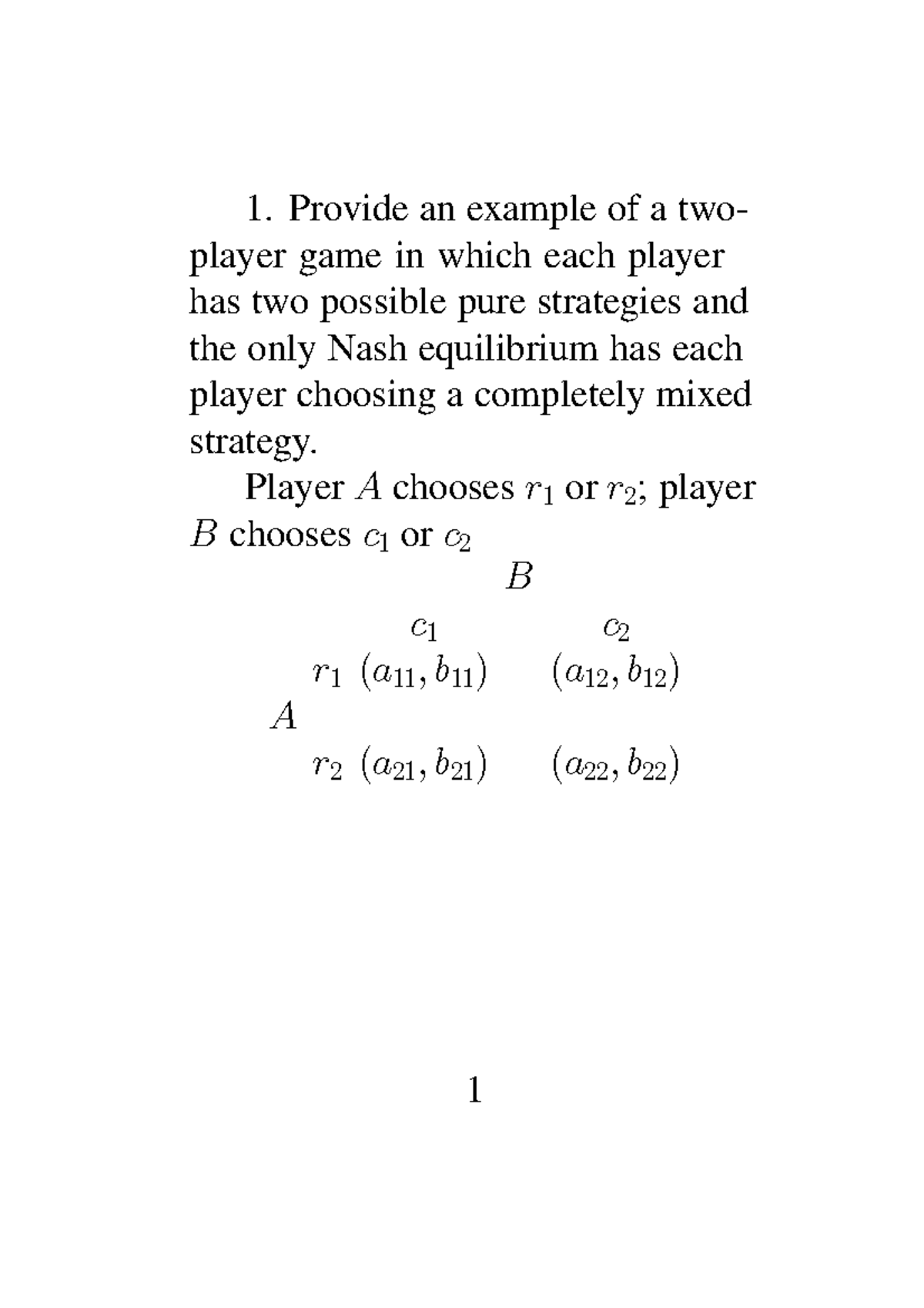 Msctut 2ans Tutorial Provide An Example Of A Two Player Game In